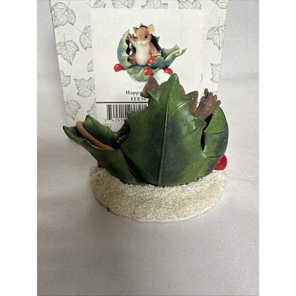 CHARMING TAILS HAPPY HOLLY DAYS MOUSE FIGURINE 87/136 FITZ & FLOYD - Picture 4 of 6